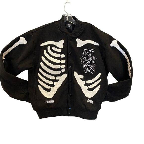 Civil Regime 6 Feet Under Varsity Jacket Black Size Large